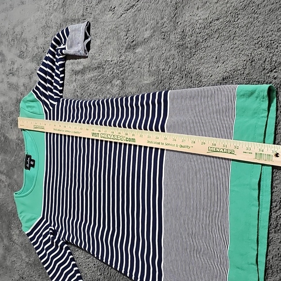 Heyton Dress Blue Green Sweatshirt Long Sleeve Mixed Print Striped Dress Size S - Picture 6 of 6
